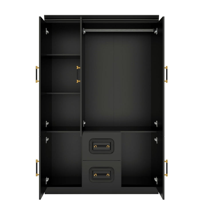 Livelylodge Bedroom Armoire Wardrobe Closet Cabinet with 3 Doors and 2 Drawers, Armoire Wardrobe Closet with Hanging Image 4