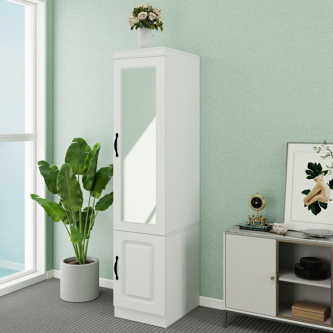 Livelylodge Armoire Wardrobe Closet Cabinet with Single Door, Armoire Wardrobe Closet with Mirror and Hanging Rail, Image 1