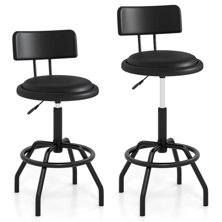 Set of 2 Adjustable Swivel Vintage Bar Stool PU Leather Steel Frame w/ Backrest Image 1