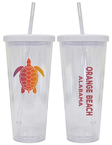 Orange Beach Alabama Souvenir 24 oz Reusable Plastic Tumbler With Straw and Lid Image 1