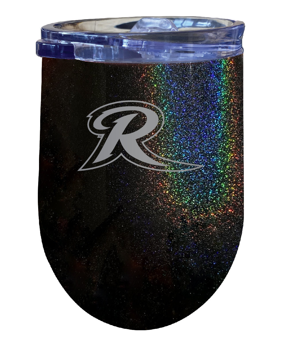 Rider University Broncs 12 oz Laser Etched Insulated Wine Stainless Steel Tumbler Rainbow Glitter Black Image 1