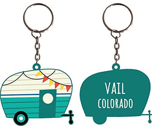 Vail Colorado Souvenir Camper Metal Keychain Image 1