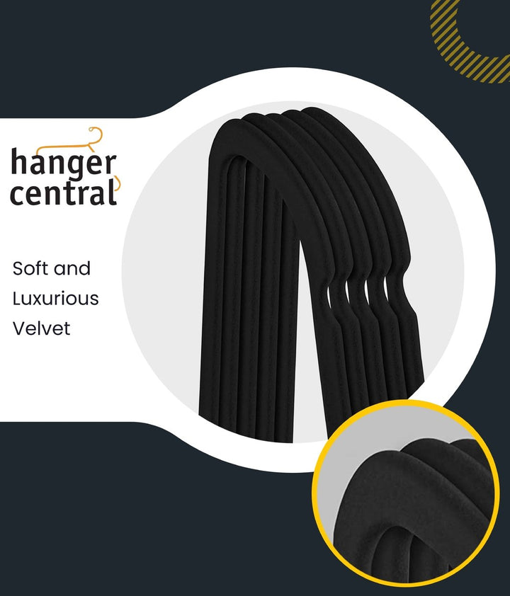 Velvet Heavy Weight Clothing Hanger, 50 Pack, Black Image 4