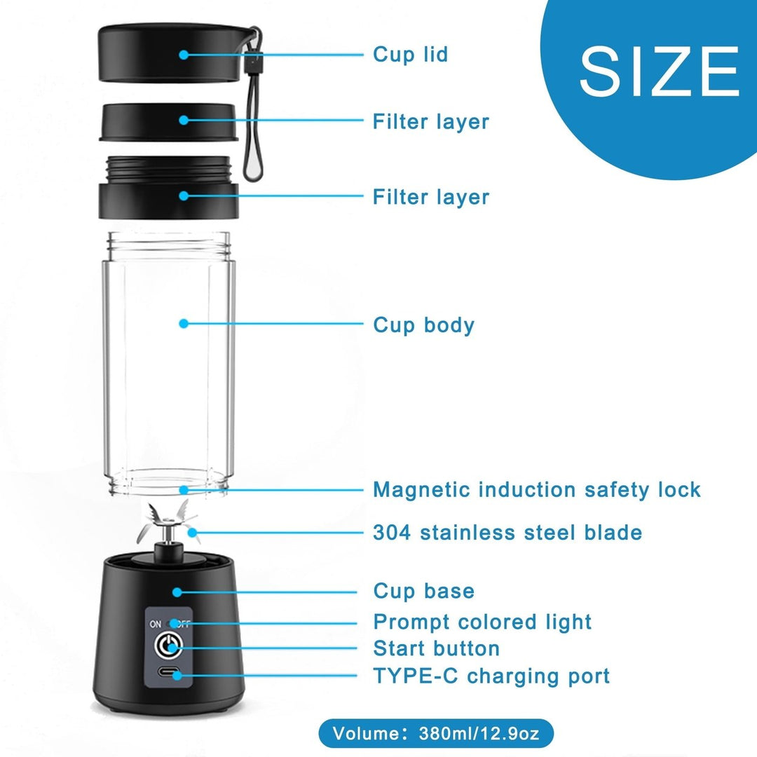 Portable Blender, Personal Blender for Shakes and Smoothies,Mini Blender for Kitchen, Office and Outdoor Image 5