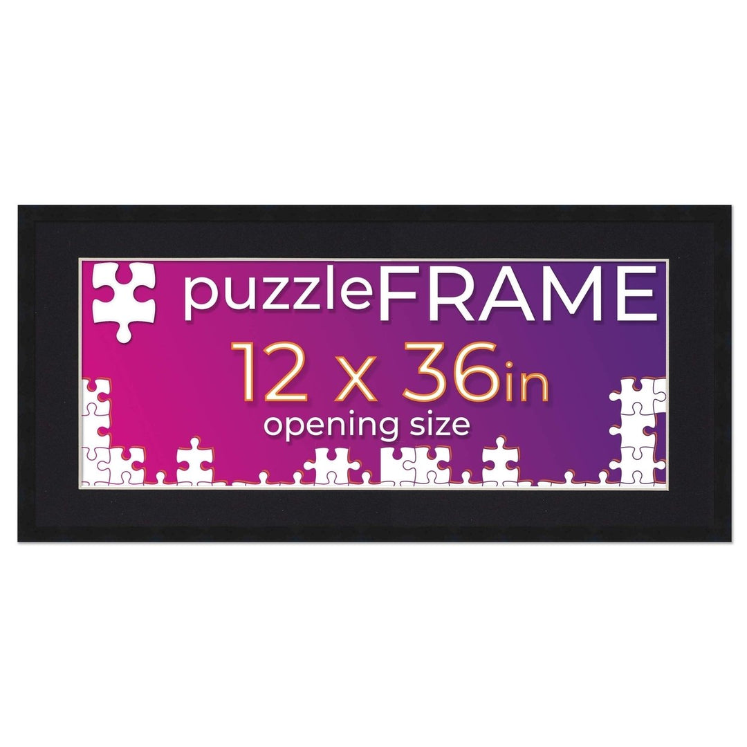 Black Wood Puzzle Frame Kit with Glue Sheets, Black Mat, Backing, UV Acrylic - Available in 20 Popular Sizes Image 1