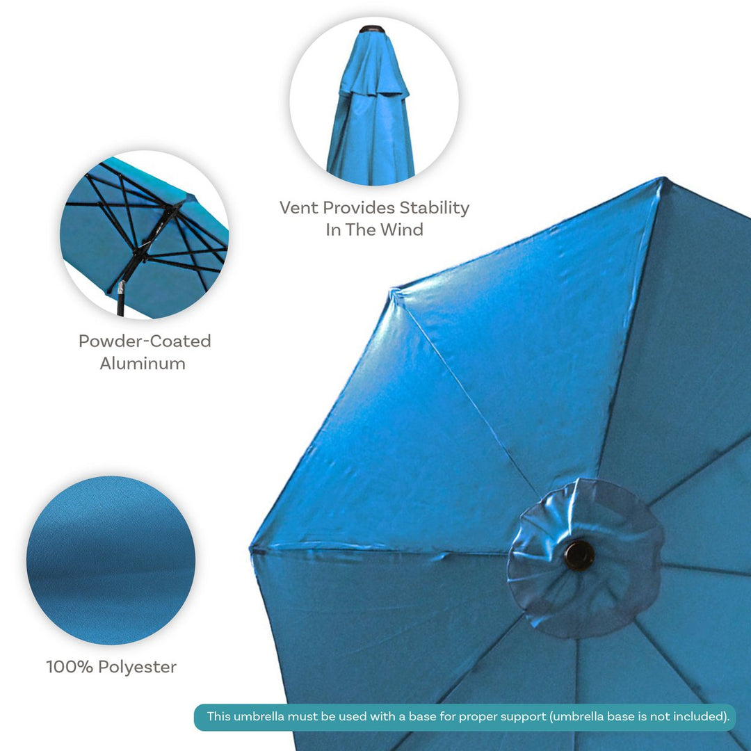 Sunnydaze 9 ft Aluminum Patio Umbrella with Tilt and Crank - Turquoise Image 4