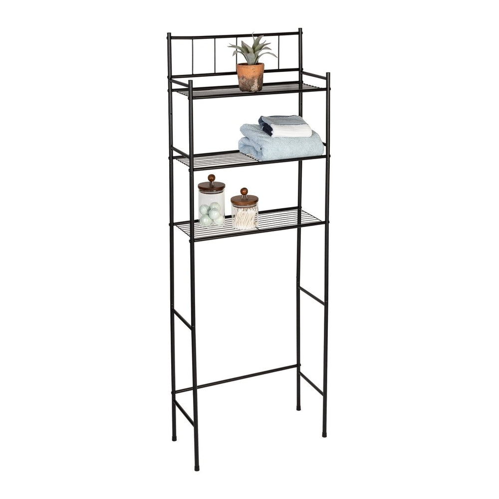 3-Tier Steel Over-The-Toilet Space Saver, Black Image 2