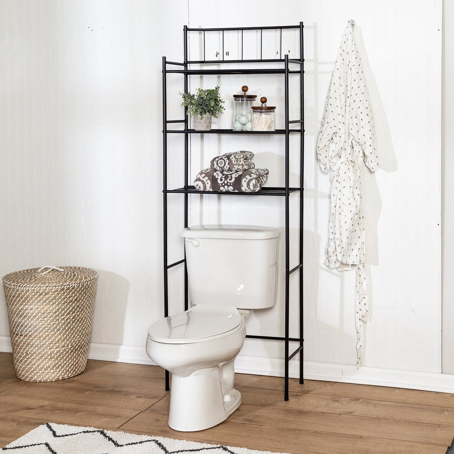 3-Tier Steel Over-The-Toilet Space Saver, Black Image 1