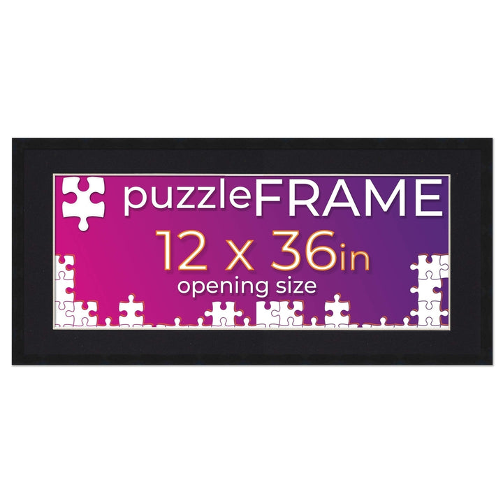 Black Wood Puzzle Frame Kit with Glue Sheets, Black Mat, Backing, UV Acrylic - Available in 20 Popular Sizes Image 3